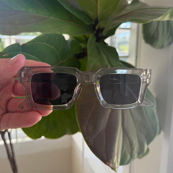 Y2K Grey Square Sunglasses Black Lens Unisex Streetwear UVA UVB - Picture 8 of 8